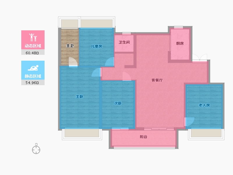 江苏省-徐州市-恒华天境-108.81-户型库-动静分区