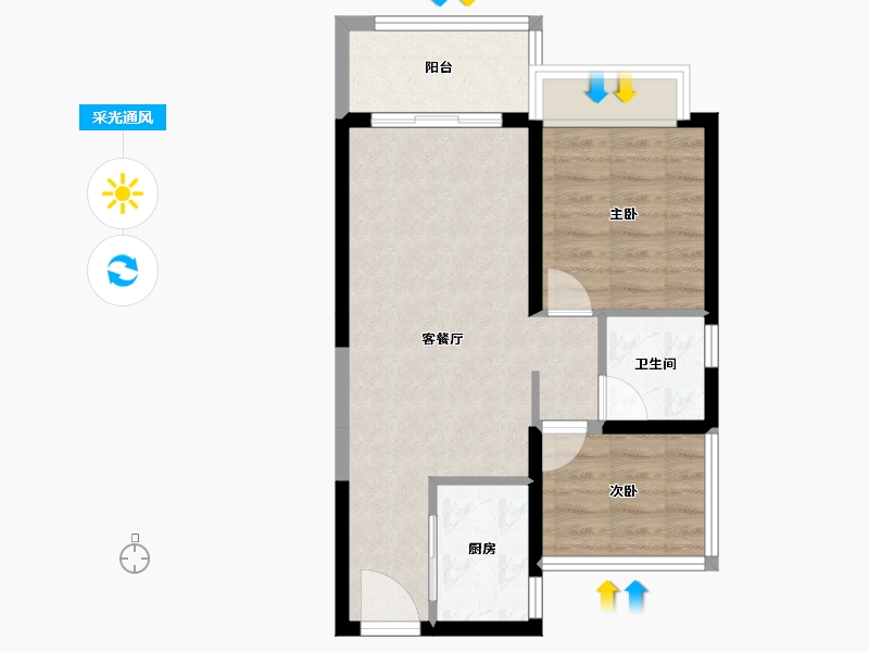 广东省-惠州市-碧桂园十里银滩维港湾-53.72-户型库-采光通风