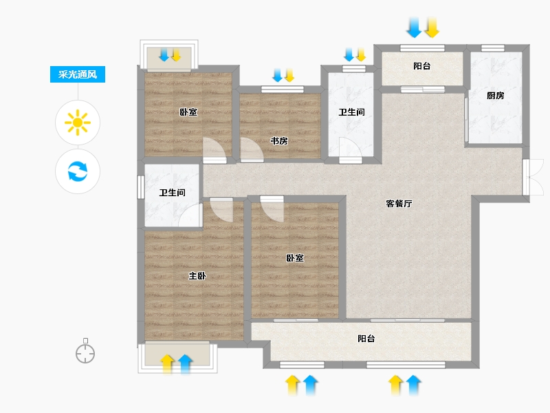 湖南省-常德市-中建公园府-123.00-户型库-采光通风