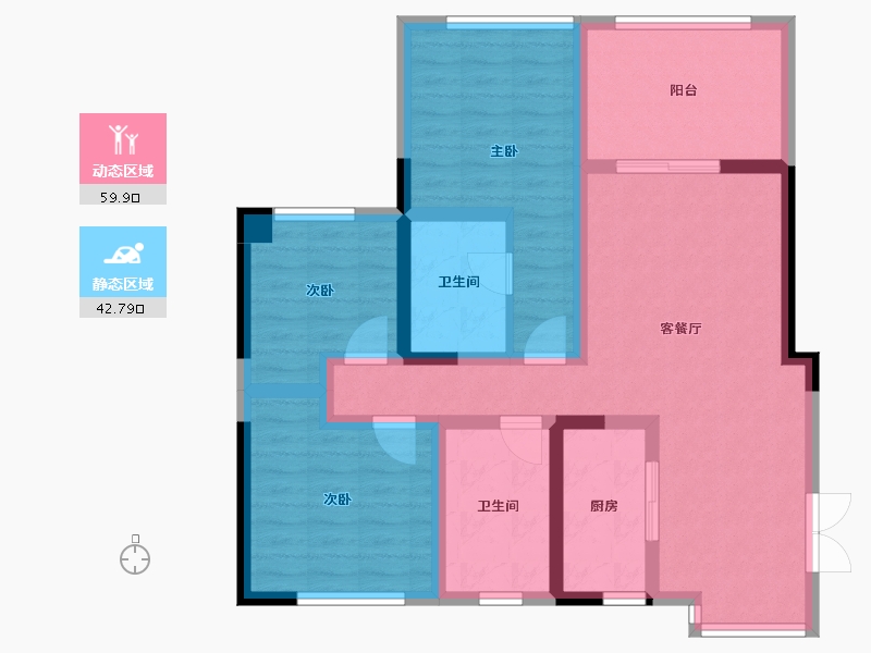 四川省-成都市-成都后花园蝶院-90.20-户型库-动静分区