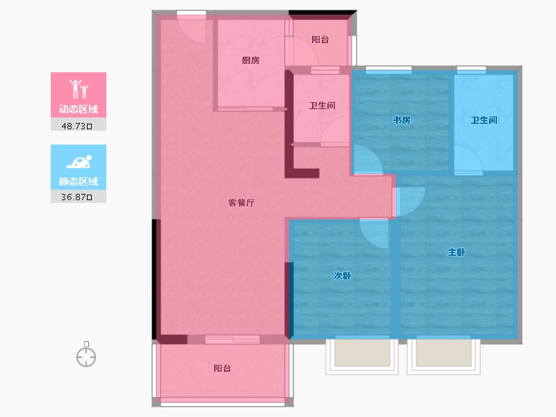 云南省-昆明市-瑞伦璞园-75.96-户型库-动静分区