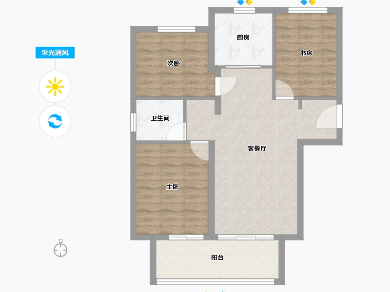 江苏省-徐州市-​汇景君悦府-76.01-户型库-采光通风