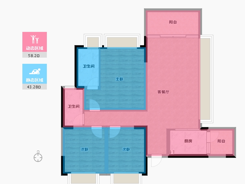 四川省-成都市-兴城人居云山府-89.89-户型库-动静分区