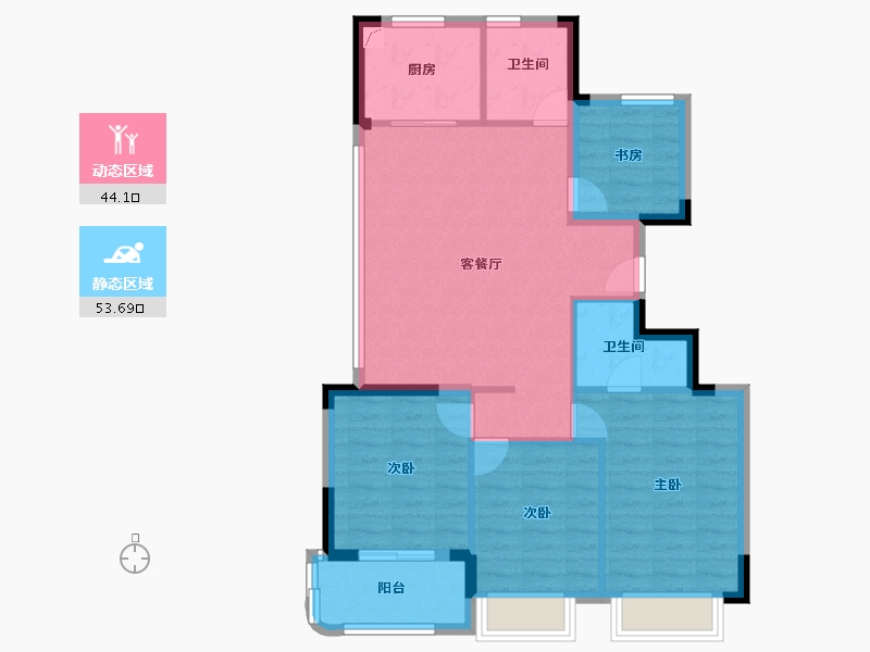 浙江省-金华市-滨江翠语华庭​-88.01-户型库-动静分区