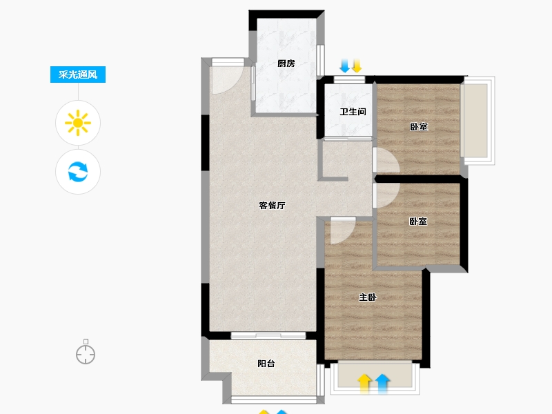 广东省-惠州市-碧桂园十里银滩维港湾-68.81-户型库-采光通风