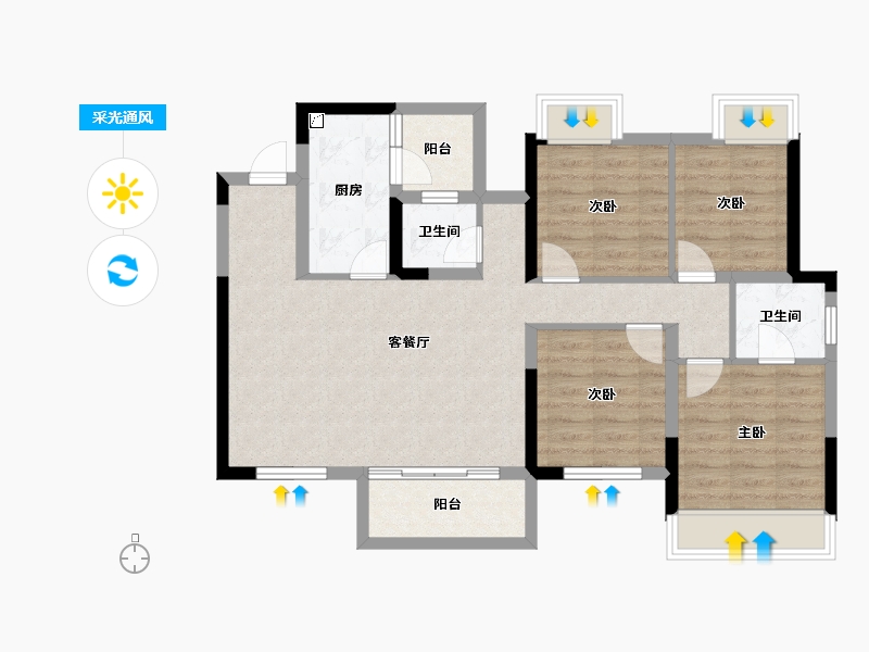 四川省-成都市-西郡英华(四期)-87.17-户型库-采光通风