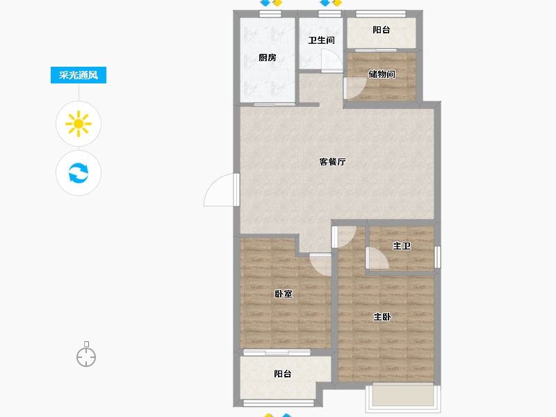 江苏省-徐州市-​汇景君悦府-84.41-户型库-采光通风