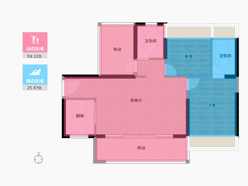 广东省-惠州市-碧桂园十里银滩维港湾-76.19-户型库-动静分区