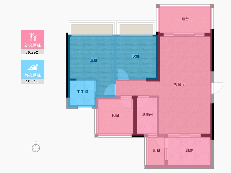 广东省-惠州市-万象湖花园-76.25-户型库-动静分区