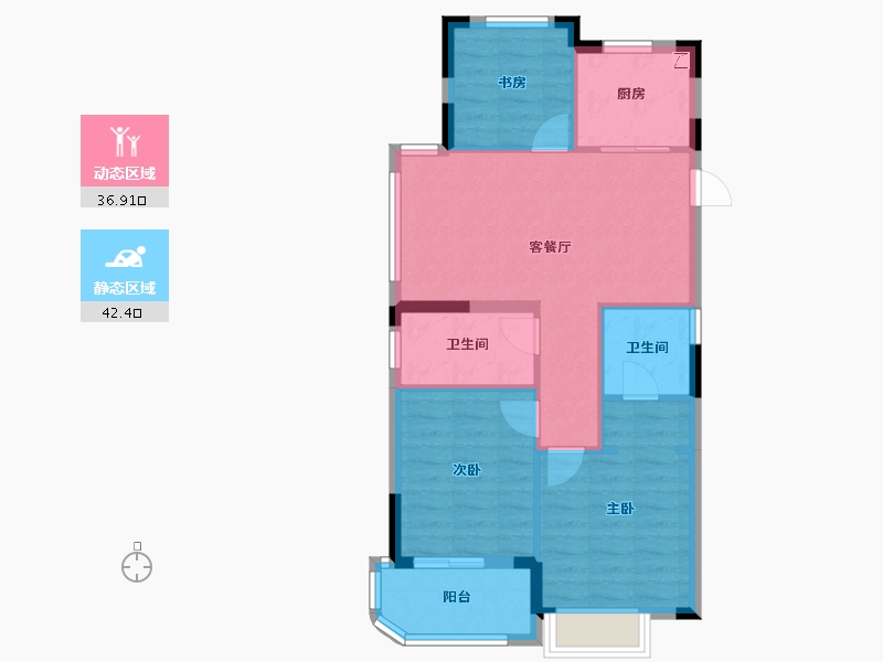 浙江省-金华市-滨江翠语华庭​-71.20-户型库-动静分区