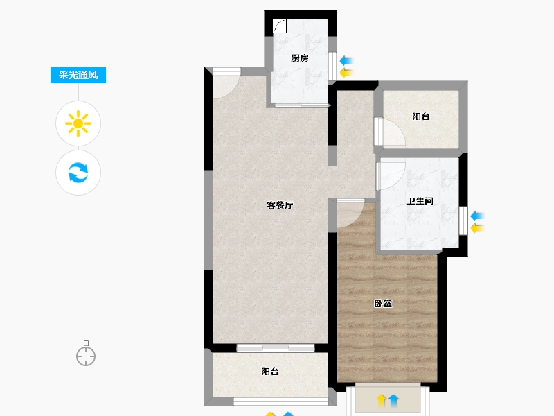 广东省-惠州市-惠阳雅居乐花园-57.00-户型库-采光通风