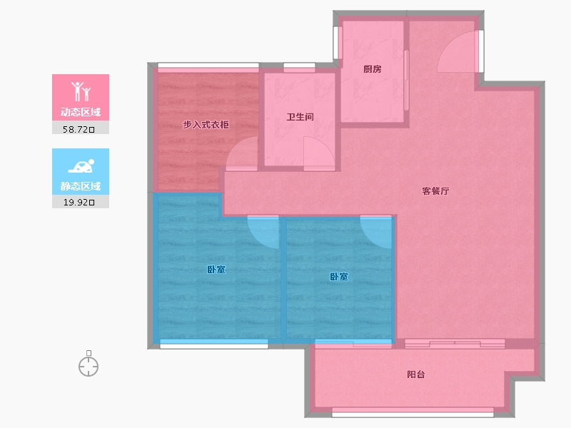 江苏省-徐州市-​东部美的城-71.63-户型库-动静分区