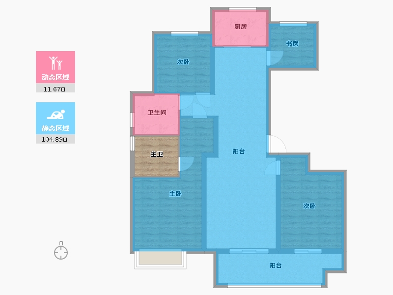 江苏省-徐州市-​东部美的城-109.60-户型库-动静分区