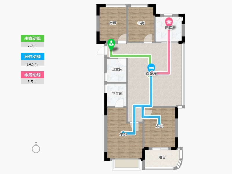 浙江省-金华市-滨江翠语华庭​-88.00-户型库-动静线