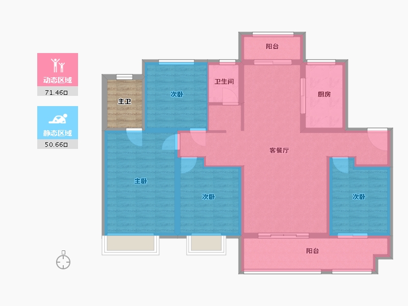 江苏省-徐州市-​东部美的城-113.61-户型库-动静分区