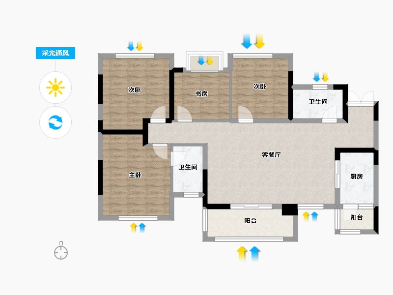 四川省-成都市-西宸春天-102.01-户型库-采光通风