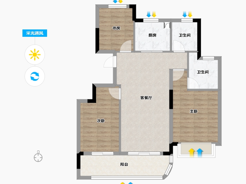 浙江省-金华市-滨江翠语华庭​-79.99-户型库-采光通风