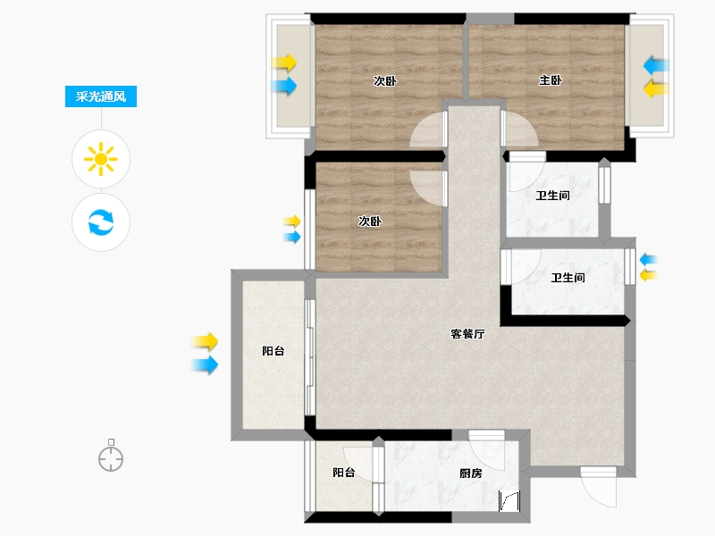 四川省-成都市-西郡英华(四期)-68.52-户型库-采光通风