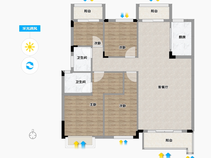 湖南省-长沙市-江山帝景-120.81-户型库-采光通风