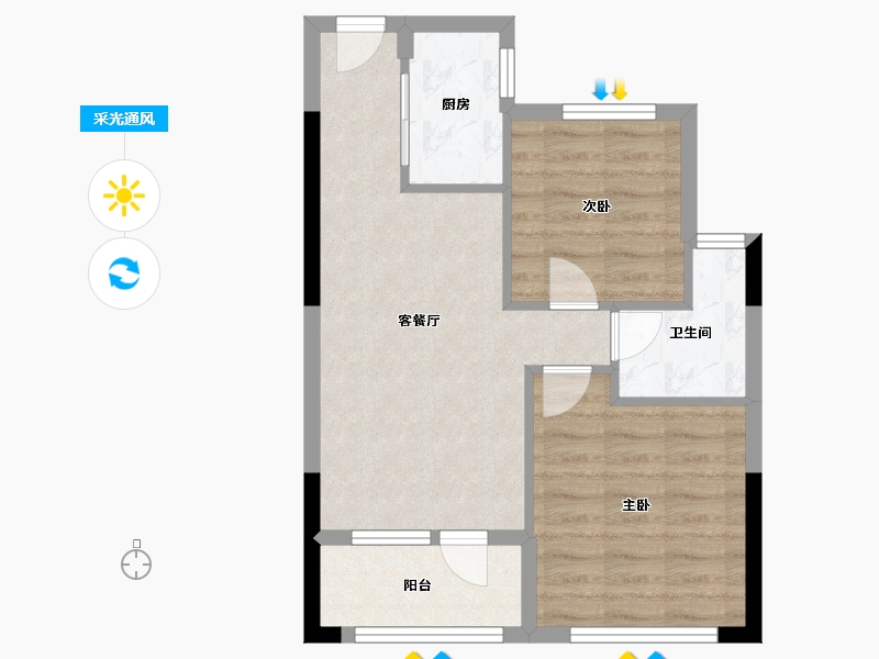 浙江省-宁波市-九菁园-55.53-户型库-采光通风