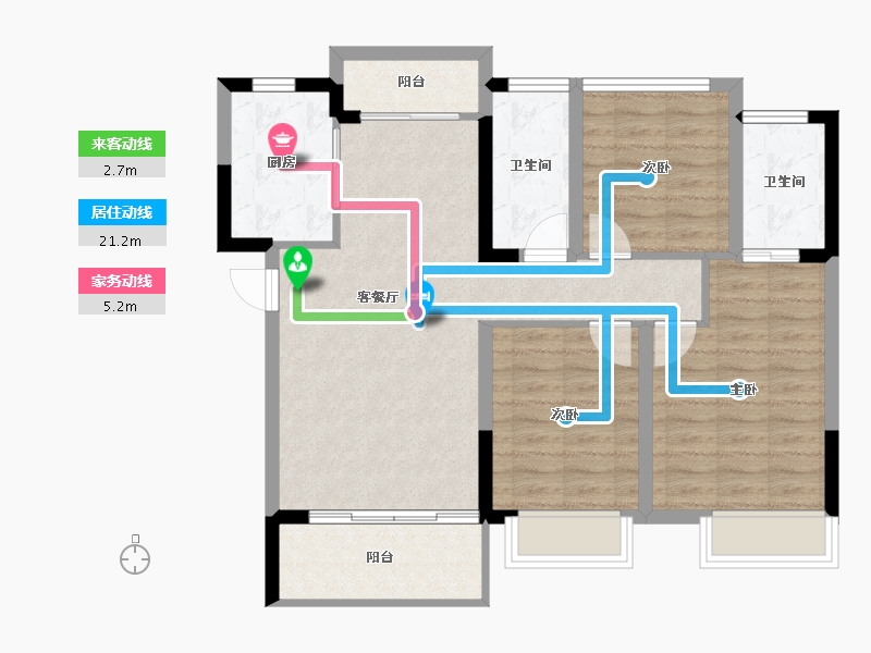 湖南省-长沙市-汉唐世家-84.81-户型库-动静线