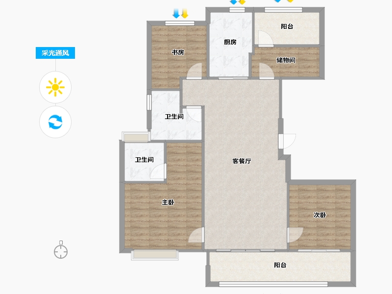 江苏省-苏州市-湖湾天地-112.49-户型库-采光通风