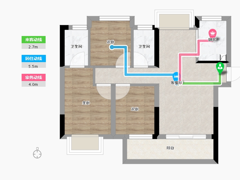 湖南省-长沙市-汉唐世家-52.25-户型库-动静线