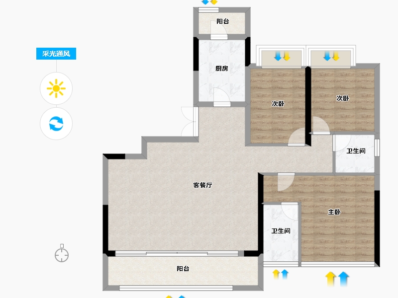 重庆-重庆市-桂语九里-104.00-户型库-采光通风