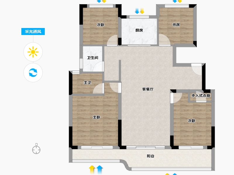 浙江省-绍兴市-金昌白鹭凤林-102.72-户型库-采光通风