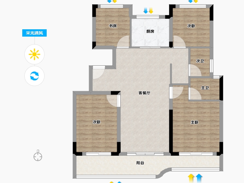 浙江省-绍兴市-金昌白鹭凤林-102.93-户型库-采光通风