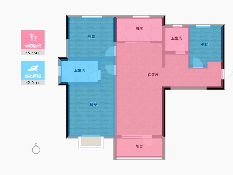 山东省-青岛市-蔚蓝天地-87.20-户型库-动静分区