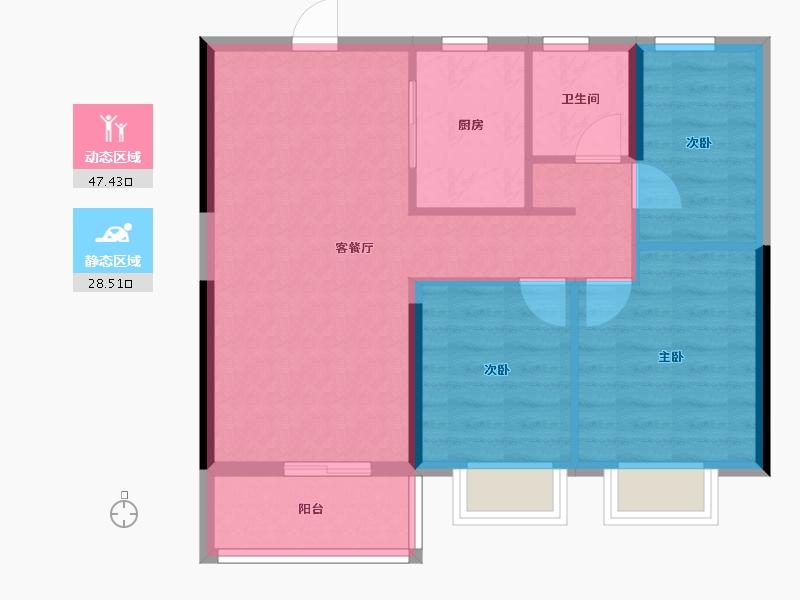 云南省-昆明市-海伦堡大城小院-68.18-户型库-动静分区