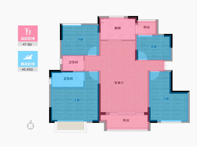 重庆-重庆市-电建泷悦华府-83.75-户型库-动静分区