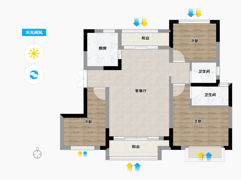 重庆-重庆市-电建泷悦华府-79.20-户型库-采光通风