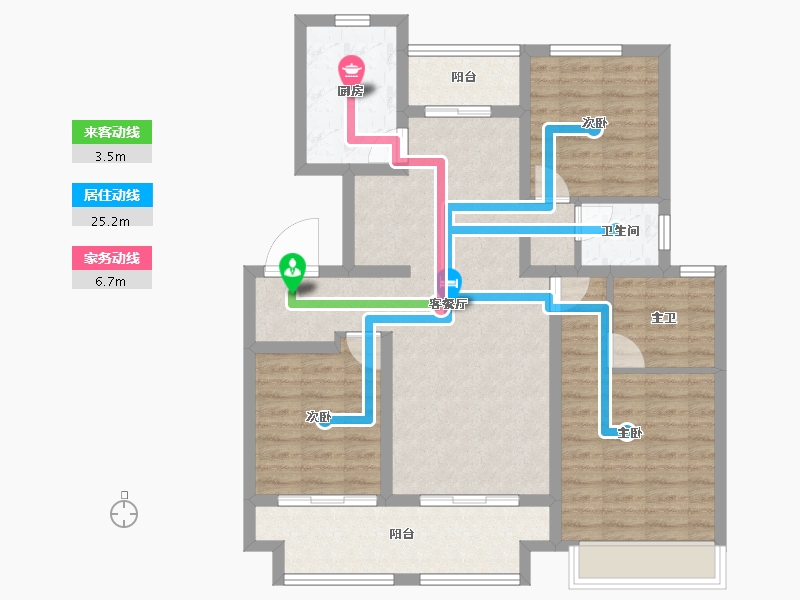 江苏省-徐州市-​东部美的城-95.21-户型库-动静线