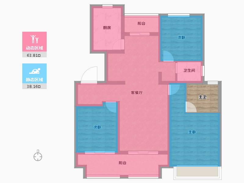 江苏省-徐州市-​东部美的城-95.21-户型库-动静分区