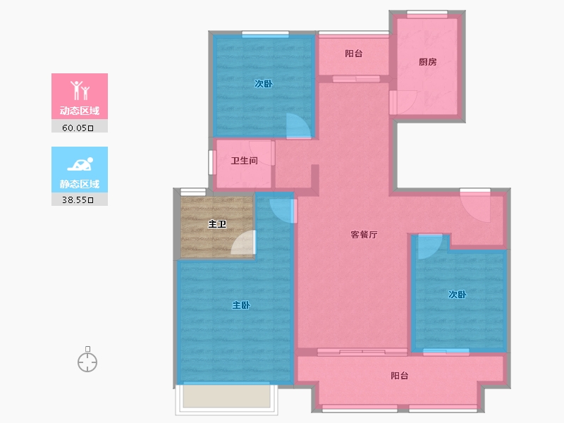 江苏省-徐州市-​东部美的城-92.00-户型库-动静分区