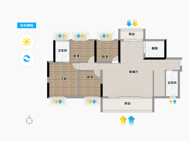 广东省-惠州市-世茂望锦-108.85-户型库-采光通风