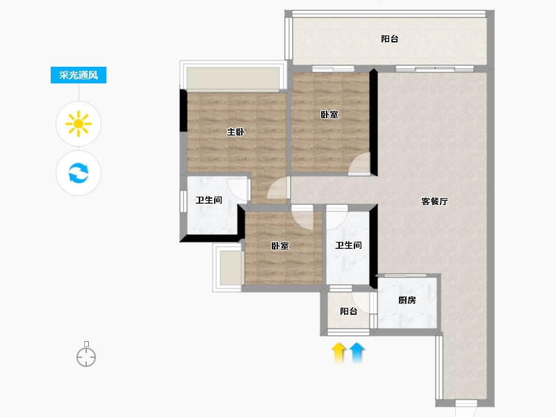 广东省-惠州市-禧临门-86.40-户型库-采光通风