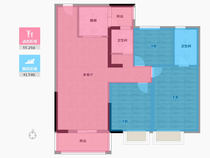 云南省-昆明市-瑞伦璞园-86.40-户型库-动静分区