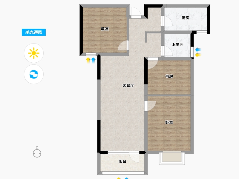 山东省-青岛市-蔚蓝天地-84.00-户型库-采光通风