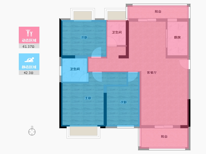 云南省-昆明市-瑞伦璞园-91.91-户型库-动静分区