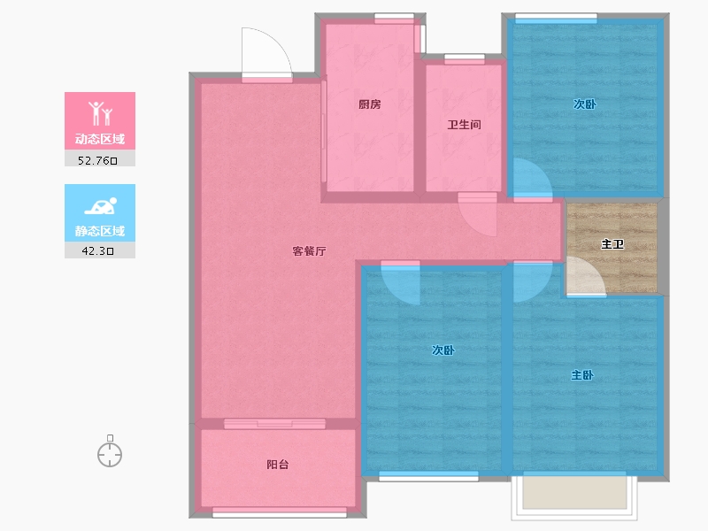 江苏省-徐州市-润柏华庭-88.73-户型库-动静分区