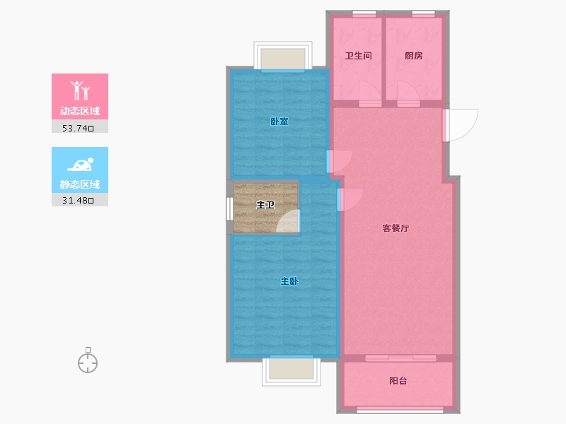 江苏省-徐州市-润柏华庭-80.60-户型库-动静分区