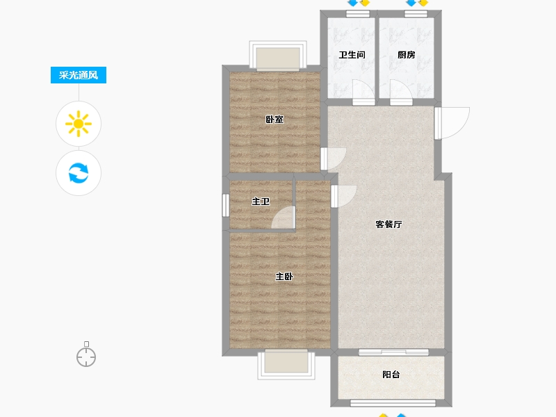 江苏省-徐州市-润柏华庭-80.60-户型库-采光通风