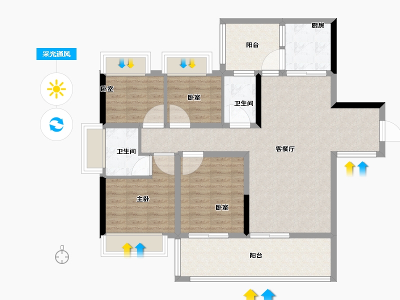 广东省-惠州市-禧临门-95.99-户型库-采光通风