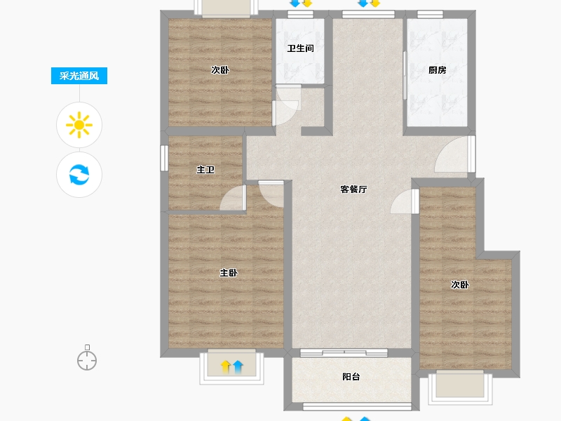 江苏省-徐州市-润柏华庭-98.85-户型库-采光通风