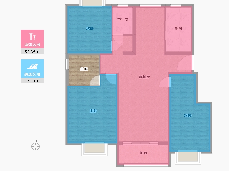 江苏省-徐州市-润柏华庭-98.85-户型库-动静分区