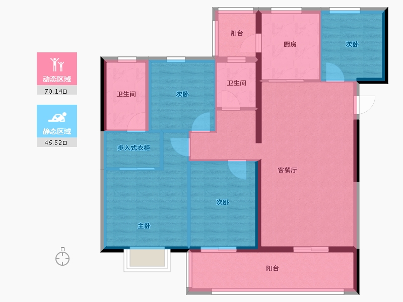 云南省-昆明市-海伦堡大城小院-104.75-户型库-动静分区