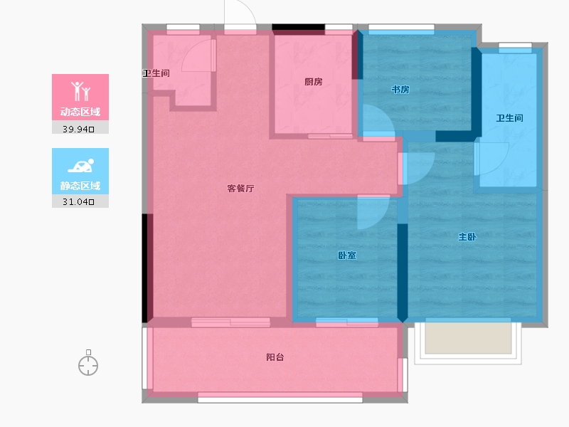 云南省-昆明市-浩创悦山湖-62.40-户型库-动静分区